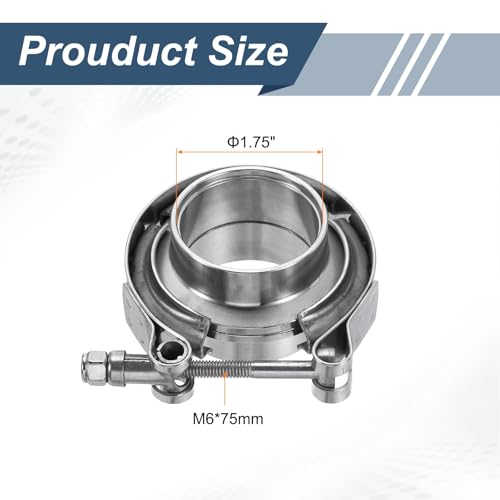 HARFINGTON V Band Clamp with Flange, 304 Stainless Steel, 1.75 Inch, Silver - size: 1.75 Inch