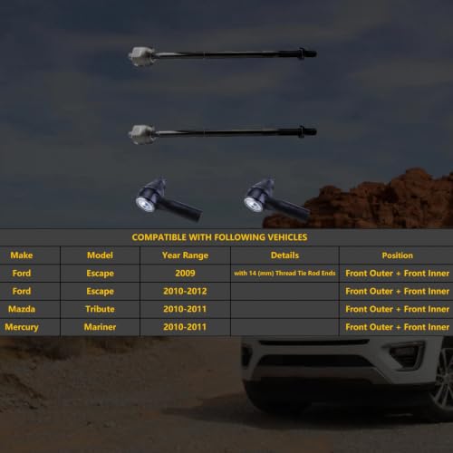 Outer Inner Tie Rods for Ford Escape 2009-2012 ES800846 EV800911 - size: ES800846 EV800911
