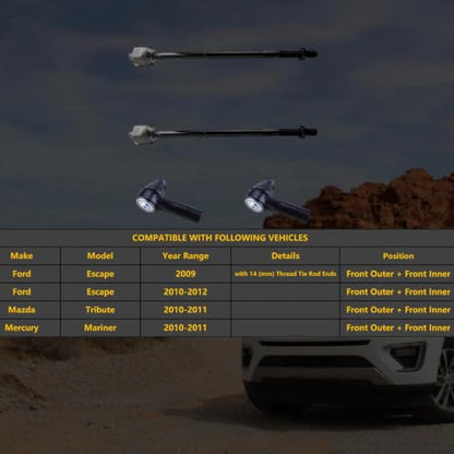 Outer Inner Tie Rods for Ford Escape 2009-2012 ES800846 EV800911 - size: ES800846 EV800911