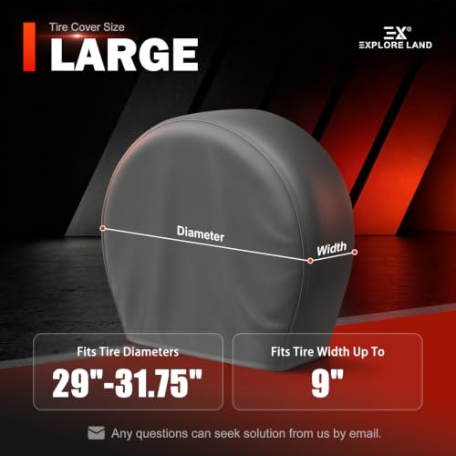 Explore Land Tire Covers 4 Pack Fit Tire Diameters 29-31.75 inch, Charcoal - size: L (Fits Tire Diameters 29''-31.75''), style: Charcoal - 4 Pack