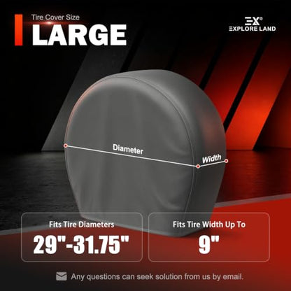 Explore Land Tire Covers 4 Pack Fit Tire Diameters 29-31.75 inch, Charcoal - size: L (Fits Tire Diameters 29''-31.75''), style: Charcoal - 4 Pack