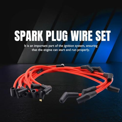 M12259C301 9PCS New Red 10.5mm Racing Spark Plug Wires Set - style: M12259C301
