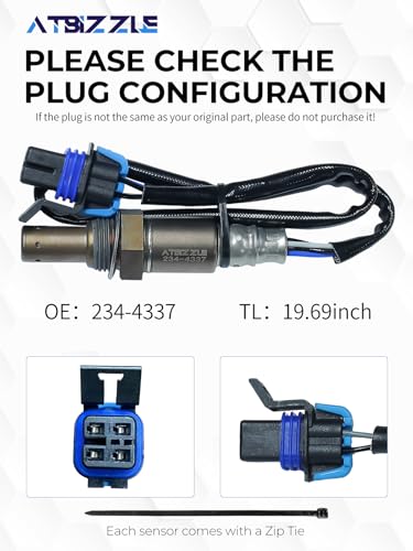 O2 Oxygen Sensor 234-4337 Upstream Fit for Chevrolet Avalanche Colorado Silverado, GMC Sierra 1500 Yukon XL 2500 Canyon, Buick Allure Lacrosse, Cadillac CTS Escalade EXT, Hummer H2 H3, 2PCS