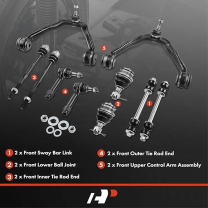A-Premium 10Pcs Front Suspension Kit, Upper Control Arm, Lower Ball Joint - style: 10Pcs Suspension Kit