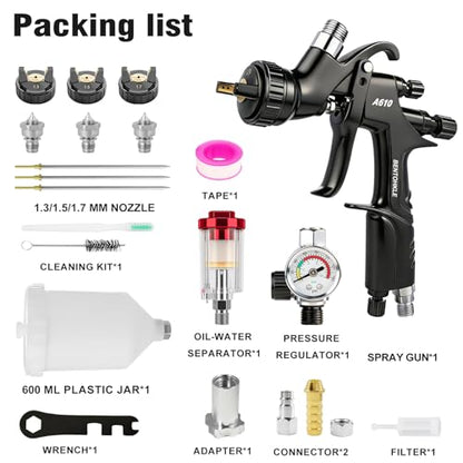 R500 LVLP Air Spray Gun Premium Kit, 3 Nozzles Set - size: 600 milliliters