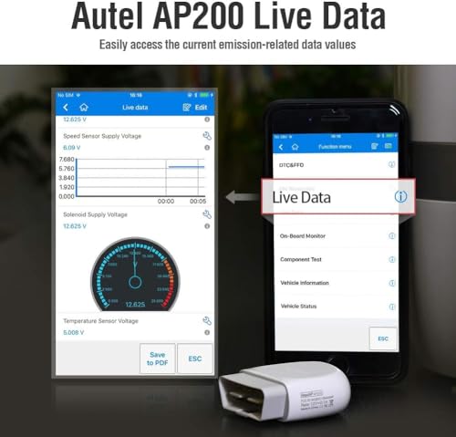 Autel AP200 Bluetooth OBD2 Scanner, Full Systems Diagnoses and 19 Services