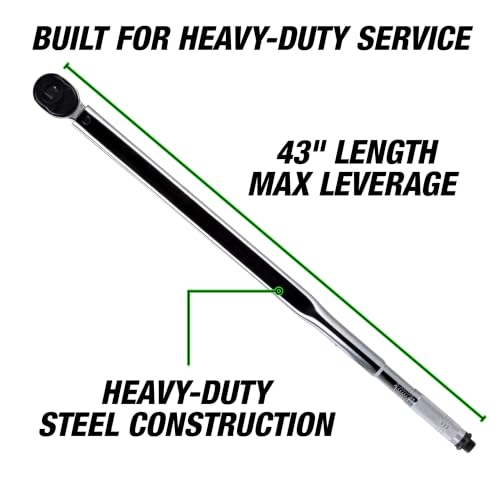 OEMTOOLS 25688 3/4 Drive Socket Torque Wrench, Ratchet Click Style, 100-600 Ft/Lb., 135.5 - 813.5 Nm, Accurate to +/-4%, 43 Inches Long - color: Chrome, size: 3/4" Dr. 100-600 Ft/Lbs