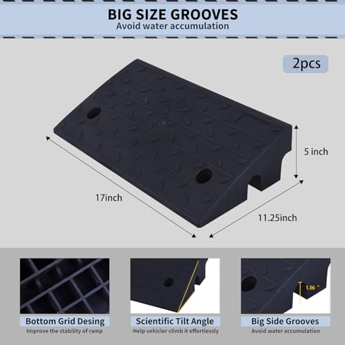 BESEA Rubber Curb Ramp 5" Rise 17" Long Driveway Threshold Ramp 2 Pack - size: 5" Rise
