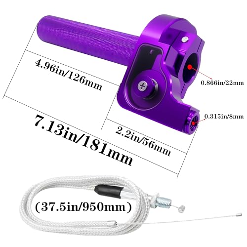 Motorcycle Throttle Assembly,7/8" Quick Twist Throttle Grips with Throttle Cable Aluminum Alloy Universal for CRF KLX SSR TTR 110 125 150 250cc Dirt Pit Bike ATV Mini Bike - color: Purple + Black