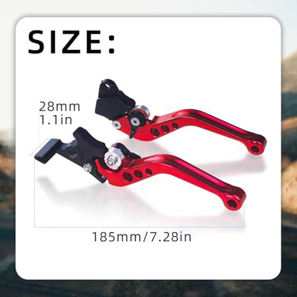 Short Brake Clutch Levers,Aluminum Alloy Motorcycle Brake Handle Levers Red