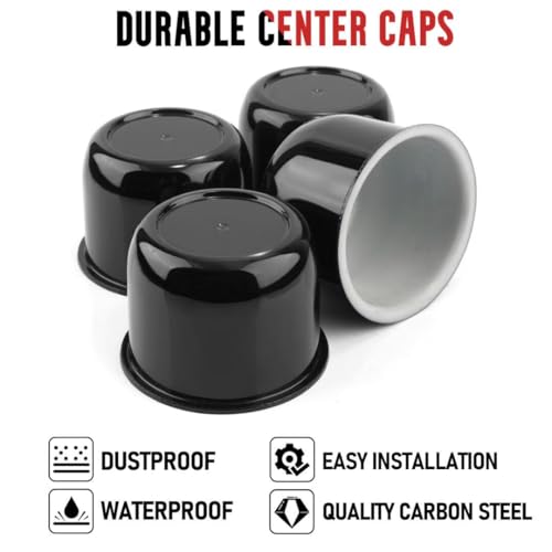 RTrhinotuning 4 Pack 3 inch Wheel Center Caps Plastic Push Through Center Caps Gloss Black Hub Caps for Trailers Trucks RVs - color: Black, size: 3.03" Hub 2.36" H