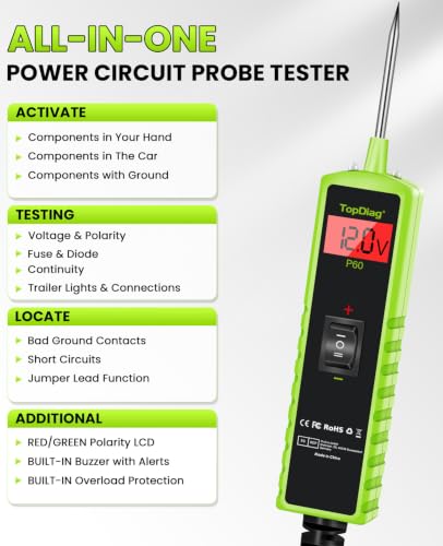 12V Test Light Automotive, Power Circuit Probe Kit, Car Fuse Tester, P60 - style: P60