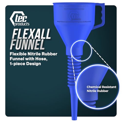 TEC Products FlexAll Long Flexible Oil Change Funnel, Blue, 16x5 Inches - color: Blue, size: Large