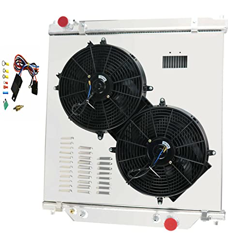 Radiator for 2003-2007 Ford Excursion F250 F350 F450 Super Duty Pickup Truck 6.0L Powerstroke V8 Diesel, 3 Row Full Aluminium Radiator + 2 x 14 Inch Fans + Shroud + Relay Kit - size: 3-Row Radiator Fan Relay Kit