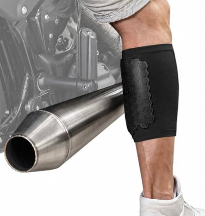 BurnJacket Pro Motorcycle Exhaust Pipe Burn Protective Sleeve Leg Guard Longer Dual Layer Protection, Fits 13.5-18 Inch Calf - Heat Shield for Legs, Calf Guard - Premium Motorcycle Accessories - style: Pro Protection - 13.5 - 18 Inch Wide Fit