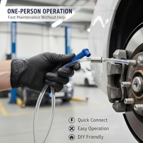 14 Pcs Brake Fluid Deflerator, Universal Brake Bleeder Kit with One Way Check Valve, Adapter,Hose,Caps & Clamps, Hydraulic Bleeding Tool for Car, Motorcycle and Clutch Systems