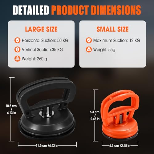yuyimydd Dent Puller,Car Dent Puller Kit,Suction Cup Dent Remover Tool - color: 1 Black + 2 Orange