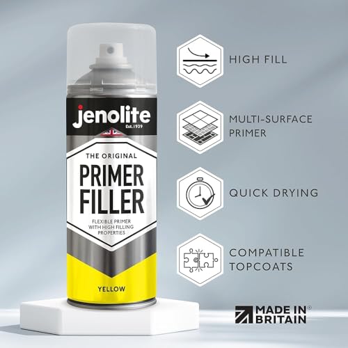 JENOLITE Primer Filler Aerosol, Quick-Drying Multi-Surface, Yellow 1x13.5oz - color: Yellow