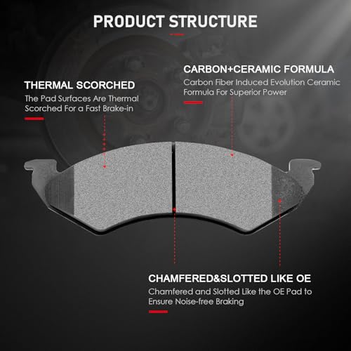 cciyu D820 Brake Pads w/Hardware Front Disc Brake Pad Set - size: Front[D820]