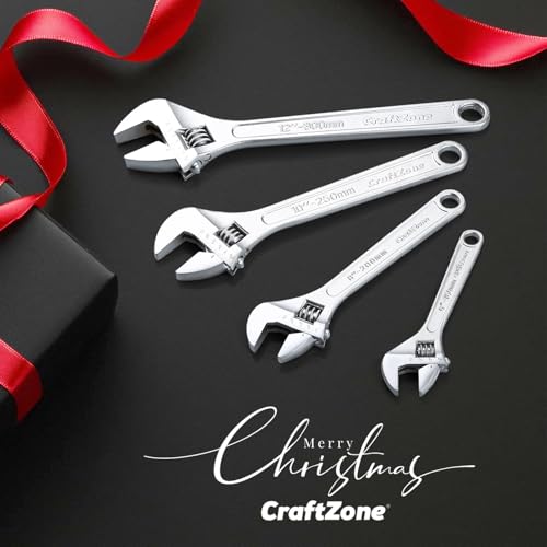Adjustable Wrench Set, 4pc Wrenches Set with SAE and Metric Scales, Heat-Treated Carbon Steel with Chrome Plated, Wide Jaw Wrenches for Home, Plumbing, Garage (6, 8, 10, 12 Inch) - size: 6-inch, 8-inch, 10-inch, 12-inch