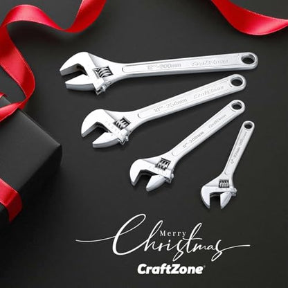 Adjustable Wrench Set, 4pc Wrenches Set with SAE and Metric Scales, Heat-Treated Carbon Steel with Chrome Plated, Wide Jaw Wrenches for Home, Plumbing, Garage (6, 8, 10, 12 Inch) - size: 6-inch, 8-inch, 10-inch, 12-inch