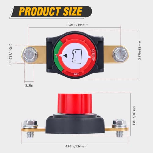 Nilight Side Post Battery Disconnect Switch 12V-48V 275A - color: 275A Side Post ON/Off Switch Round