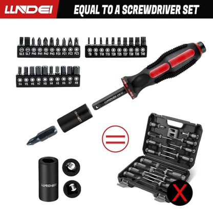 LLNDEI 48 Piece 1/4" Mini Socket Ratchet Wrench Set, Metric Shallow(4-14mm)
