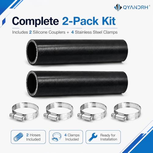 2-Pack 1.5" ID x 8" Straight Silicone Hose, 4-Ply with Clamps - color: Shape: Straight, size: 8 Inch