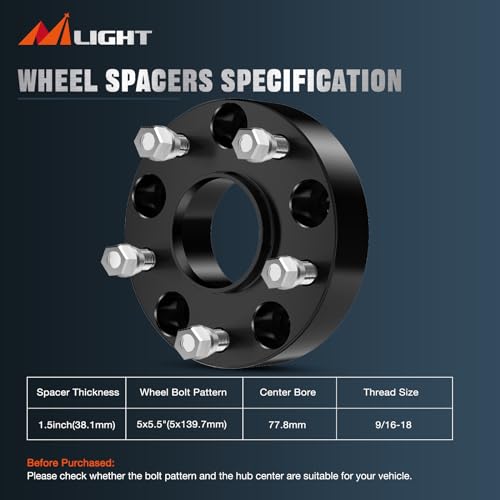 Nilight 5x5.5 Wheel Spacers for 2002-2010 Ram 1500, 4PCS - size: 2002-2010 Ram 1500-1.5inch