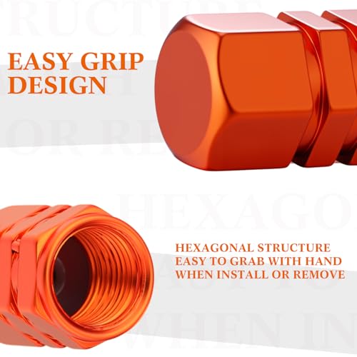 Tallew 50 Pcs Tire Valve Stem Caps Metal Aluminum Tire Caps, Orange - color: Orange