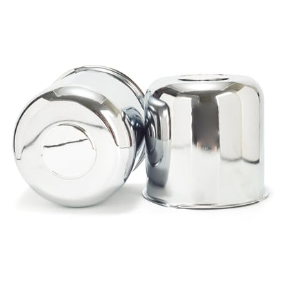 2Pcs 5.15" OD 4.95" H Trailer Wheel Center Caps with Removable Top - color: Chrome, size: 5.15" OD 4.95" H