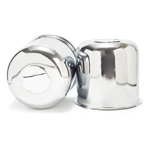 2Pcs 5.15" OD 4.95" H Trailer Wheel Center Caps with Removable Top - color: Chrome, size: 5.15" OD 4.95" H