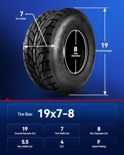 KAX ATV UTV All-Terrain Tires 19x7-8, 4PR, Go Kart Mini Bike Tire, Set 2 - color: Z-129 (2 Pcs）, size: 19x7-8