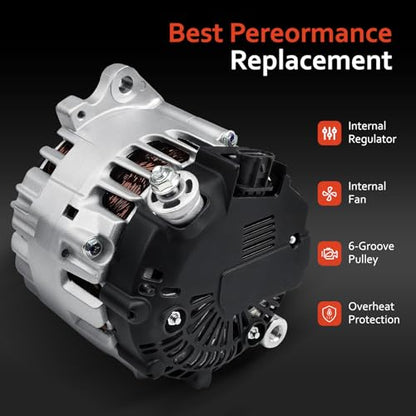 New Alternator Fit for L4 2.5L Nissan 2007-2012 Altima, 2007-2012 Sentra, 2011-2013 Rogue, 2014 2015 Rogue Select, Replacement for 11258, 23100-JA02A, TG12C032, AVA0074, TG12S217, 11258N