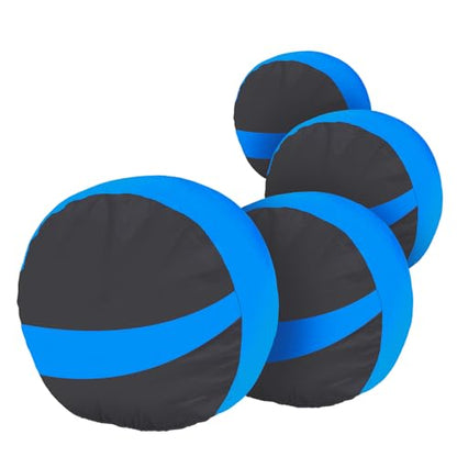 Tire Covers 4 Pack,Tough Tire Wheel Protector for Jeep, Camper, SUV, Travel Trailer,RV, Truck,Universal Outdoor Waterproof Anti-UV Snow Sun Rain Tire Covers Set Fits Tire Diameters 27-29 Inches - size: M--blue