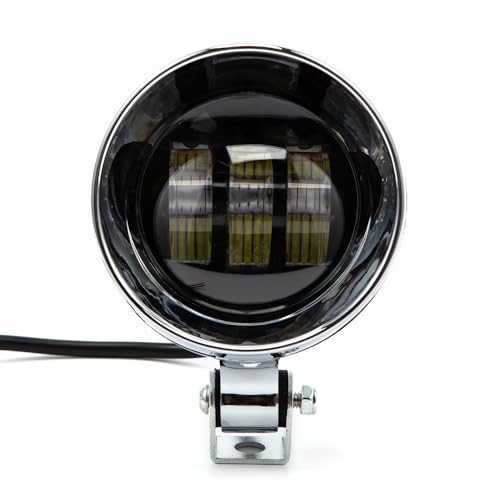 Chrome Bullet LED Motorcycle Fog Lights & Auxiliary Headlight - Dual Color DC12V for ATV, Cruisers, Scooters (style one) - style: style one