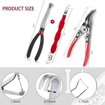 LUOWPZI 3 Pieces Electrical Disconnect Pliers for Cars, Automotive Electrical Plug Connector Disconnect Tool and Connector Separator and Interior Upholstery Trim Clip Pliers Remover Tool - size: 3 Pcs