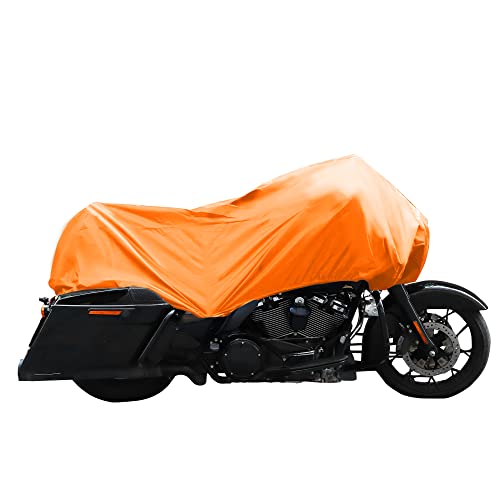 X AUTOHAUX Motorcycle Cover Lightweight Half Cover Outdoor Waterproof Rain Dust Protector Orange XL Size for Most Full Dress Touring Cruiser - color: Orange, size: XL