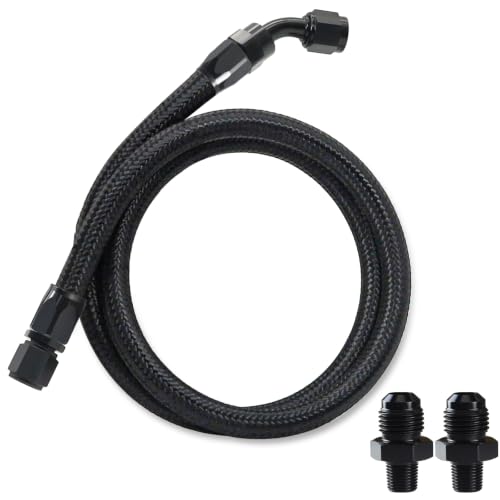 2FT Assembled 6AN Fuel Line Kit CPE with Fittings(0°+45°, 1/4" NPT) - size: 2ft(0°+45°) & 1/4 NPT Fittings