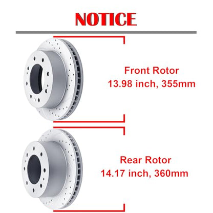 Acinoparts Front and Rear Brake Kit for 2011-2019 Chevy Silverado 2500 HD - size: ABK5519155192