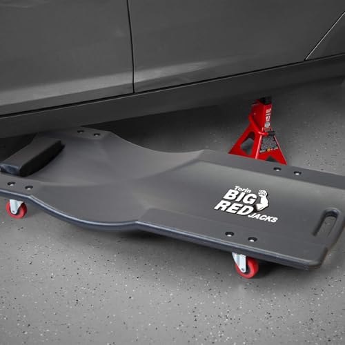 BIG RED 36" Rolling Garage Creeper, Shop Creeper Blow Molded Plastic Mechanic Cart with Padded Headrest with 4 Casters,350 LBS, Black,TR6240-P Torin - style: Creeper-36inch-Grey