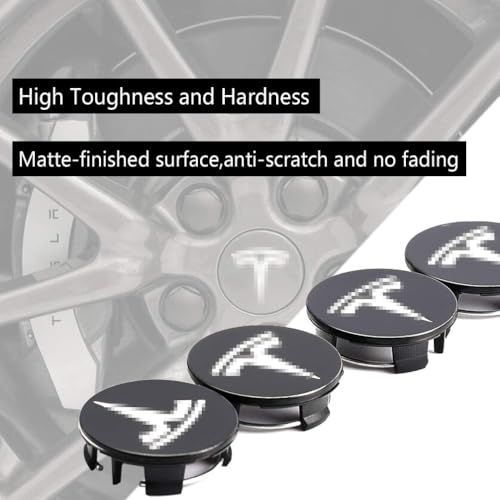 4 Pack Wheel Center Hub Caps Compatible with Tesla Model 3 Model Y - color: Red