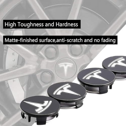 4 Pack Wheel Center Hub Caps Compatible with Tesla Model 3 Model Y - color: Red