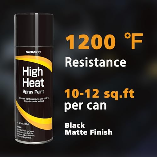 NADAMOO High Heat Spray Paint for Metal, Matte Black High Temp Paint - size: 12.5 Ounce (Pack of 1)