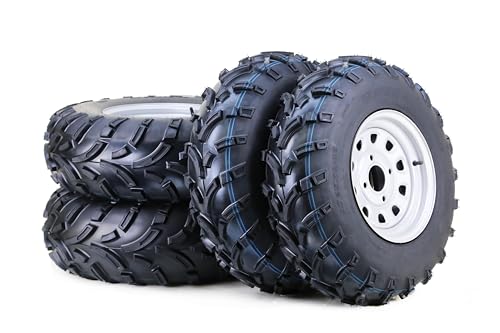 WANDA ATV Tire Wheel 24x8-12 & 24x10-12 on 4x110mm PCD 5+2 Silver Rim-Set 4 - size: 4x110mm 5+2 wheel