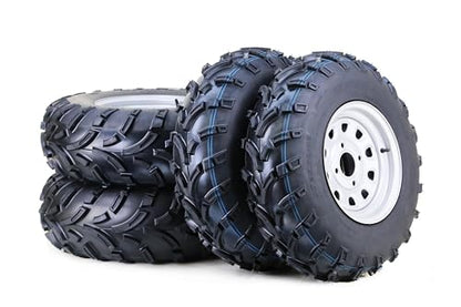 WANDA ATV Tire Wheel 24x8-12 & 24x10-12 on 4x110mm PCD 5+2 Silver Rim-Set 4 - size: 4x110mm 5+2 wheel