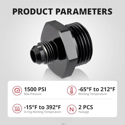 EVIL ENERGY 6AN Flare to 12AN ORB Male 2PCS Fuel Rail Adapter Fitting Black - size: 12AN ORB to 6AN