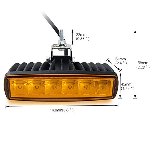 STDYSUN LED Yellow Fog Lights Bar 2Pcs 6Inch 30W Waterproof Auxiliary Work Lights for Offroad, Truck, Tractor, ATV, UTV, Golf Cart, Boat, Car - color: Yellow