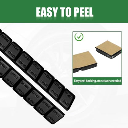 1/4 oz Stick On Wheel Weights 288pcs Easy Peel Black - color: Black, size: 0.25oz-288PCS