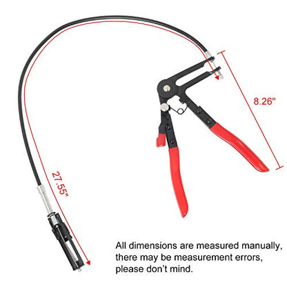 3Pcs Hose Clamp Pliers Kit, Long Reach Wire Spring Hose Clamp Plier Wire Long Clip Removal Tool, 45 Degree Angled Hose Clamp Plier, Flat Band Hose Clamp Plier for Automotive Coolant Radiator